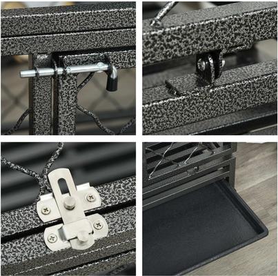 Show full view: PawHut Heavy Duty Double Door & Food Bowl Metal Dog Crate, Black, 49 inch slide 9 of 9