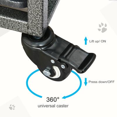 Show full view: PawHut Heavy Duty Double Door & Food Bowl Metal Dog Crate, Black, 49 inch slide 6 of 9