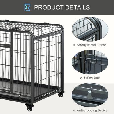 Show full view: PawHut Heavy Duty Indoor & Outdoor Collapsible Metal Dog Crate, Dark Grey, 37 inch slide 6 of 10