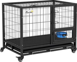 PawHut Heavy Duty Openable Top Metal Dog Crate, Black, 36 inch