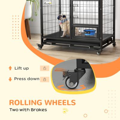 Show full view: PawHut Heavy Duty Openable Top Metal Dog Crate, Black, 36 inch slide 9 of 10