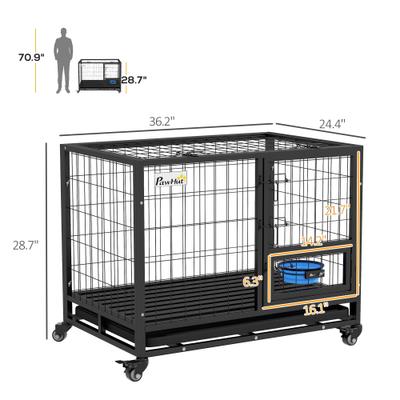 Show full view: PawHut Heavy Duty Openable Top Metal Dog Crate, Black, 36 inch slide 3 of 10