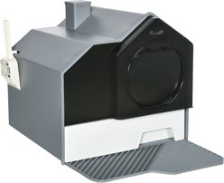 PawHut Hooded Cat Litter Box with Litter Mat, 18-in, Gray