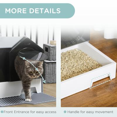 Show full view: PawHut Hooded Cat Litter Box with Litter Mat, 18-in, Gray slide 7 of 10