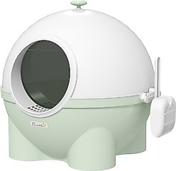 PawHut Hooded Cat Litter Box with Scoop & Leaking Sand Pedal, 20-in, Green