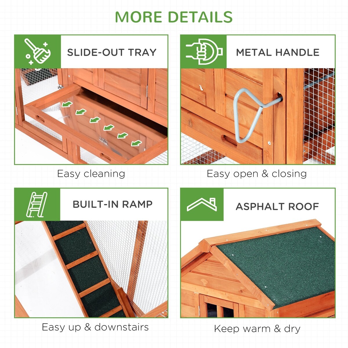 Poultry Ramps Out of Stock - PAWHUT Hutch Poultry Cage Backyard Wooden Dual with ...