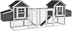 PawHut Hutch Poultry Cage Backyard Wooden Dual with Outdoor Ramps & Nesting Boxes Chicken Coop, White slide 2 of 8