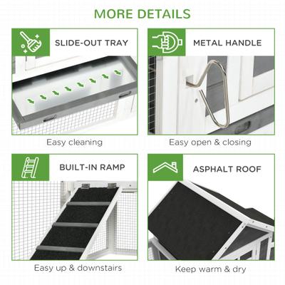 Show full view: PawHut Hutch Poultry Cage Backyard Wooden Dual with Outdoor Ramps & Nesting Boxes Chicken Coop, White slide 7 of 8