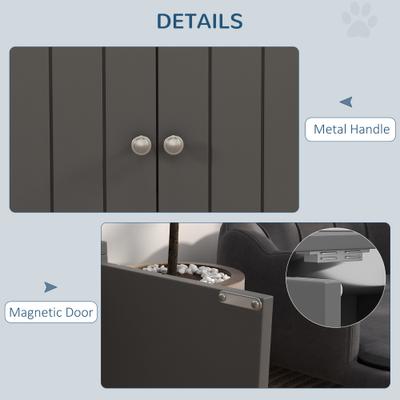 Show full view: PawHut Large Elevated Dog Bowls with Storage Cabinet, Gray slide 6 of 10