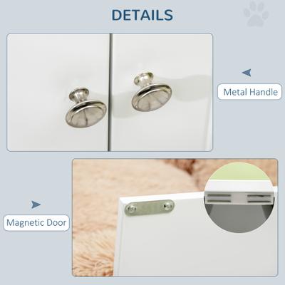 Show full view: PawHut Large Elevated Dog Bowls with Storage Cabinet, White slide 6 of 10