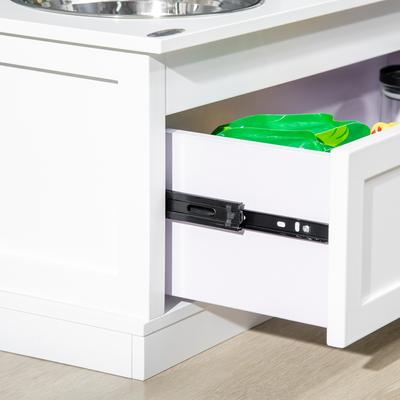 Show full view: PawHut Large Elevated Dog Bowls with Storage Drawer, White slide 8 of 9