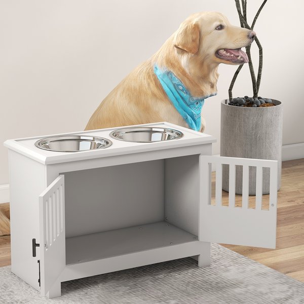 PawHut Elevated Dog Bowls with Storage