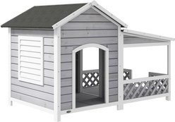 PawHut Large Wooden Dog House, Light Gray