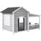 Show in main carousel: PawHut Large Wooden Dog House, Light Gray slide 1 of 10