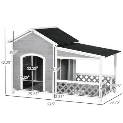 Show full view: PawHut Large Wooden Dog House, Light Gray slide 4 of 10