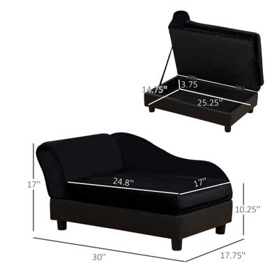 Show full view: PawHut Luxury Elevated Small Dog Sofa Bed with Storage, 29.9-in, Black slide 3 of 9