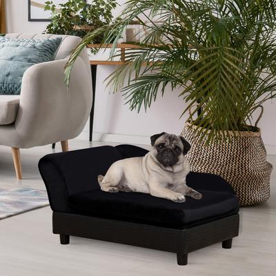 Show full view: PawHut Luxury Elevated Small Dog Sofa Bed with Storage, 29.9-in, Black slide 2 of 9