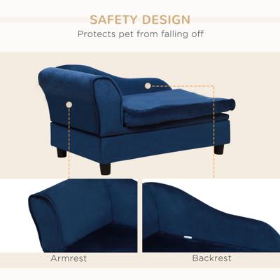 Show full view: PawHut Luxury Elevated Small Dog Sofa Bed with Storage, 29.9-in, Blue slide 6 of 9