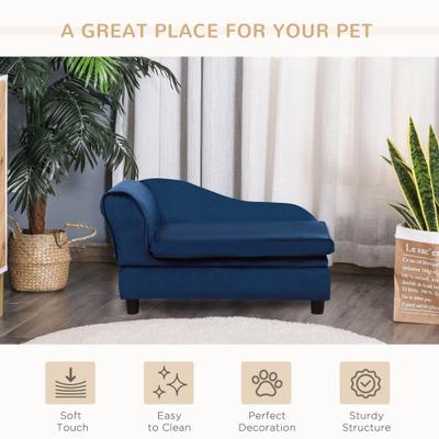Show full view: PawHut Luxury Elevated Small Dog Sofa Bed with Storage, 29.9-in, Blue slide 8 of 9