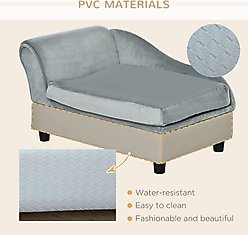PawHut Luxury Elevated Small Dog Sofa Bed with Storage, 29.9-in, Light Gray slide 2 of 9