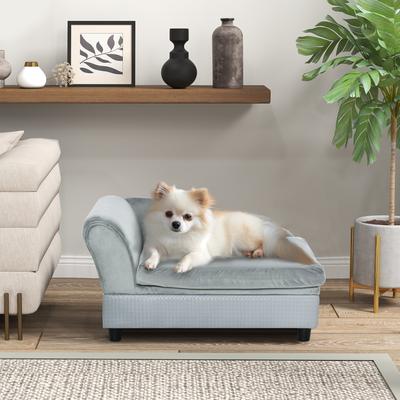 Show full view: PawHut Luxury Elevated Small Dog Sofa Bed with Storage, 29.9-in, Light Gray slide 2 of 9