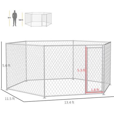 Show full view: PawHut Medium & Large Dog Outdoor Kennel, 13.4 x 11.5 x 5.6-ft slide 3 of 10