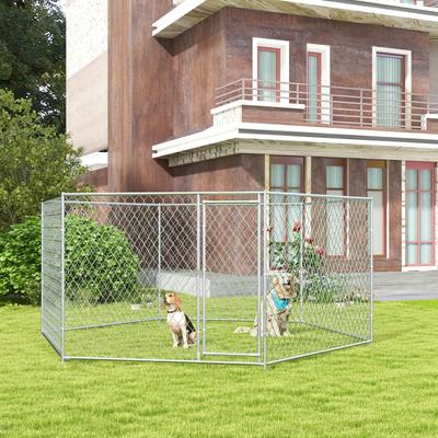 Show full view: PawHut Medium & Large Dog Outdoor Kennel, 13.4 x 11.5 x 5.6-ft slide 2 of 10