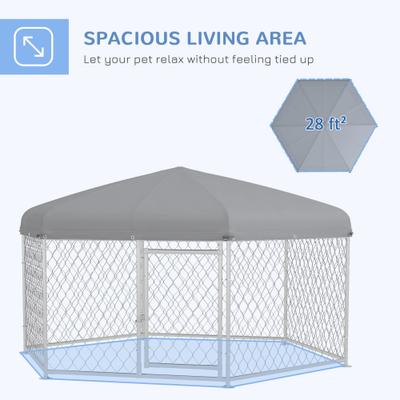 Show full view: PawHut Medium & Large Dog Outdoor Kennel, 6.9 x 6.1 x 4.9-ft slide 6 of 11