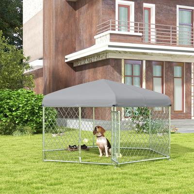 Show full view: PawHut Medium & Large Dog Outdoor Kennel, 6.9 x 6.1 x 4.9-ft slide 3 of 11