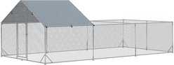 PawHut Metal Chicken Run with Waterproof & Anti-UV Cover, 23 x 6.6 x 6.4-ft