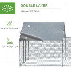 PawHut Metal Chicken Run with Waterproof & Anti-UV Cover, 23 x 6.6 x 6.4-ft slide 2 of 9
