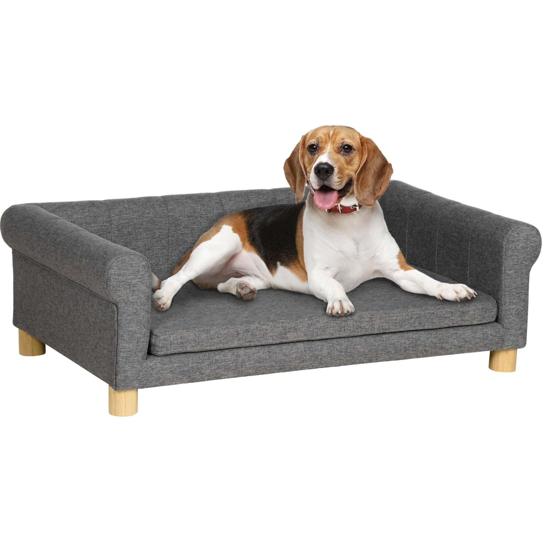 PAWHUT Modern Elevated Dog Sofa Bed, Dark Gray,