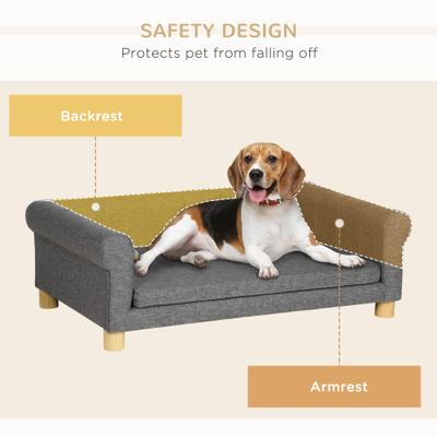 Show full view: PawHut Modern Elevated Dog Sofa Bed, Dark Gray, 42.1-in slide 6 of 10