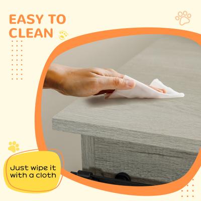 Show full view: PawHut Modern Furniture Style Dog Crate End Table with Divider Panel, Gray, 47.25 x 23.5 x 34.75-in slide 7 of 10