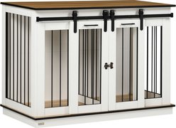 PawHut Modern Furniture-Style Dog Crate End Table with Divider Panel, White, 47.25 x 23.5 x 34.75-in