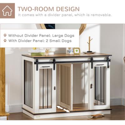 Show full view: PawHut Modern Furniture-Style Dog Crate End Table with Divider Panel, White, 47.25 x 23.5 x 34.75-in slide 5 of 9