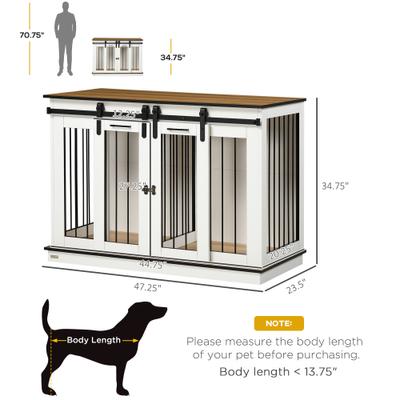 Show full view: PawHut Modern Furniture-Style Dog Crate End Table with Divider Panel, White, 47.25 x 23.5 x 34.75-in slide 3 of 9