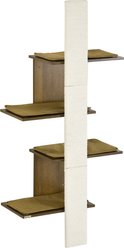 PawHut Modern Wall Mounted Cat Tree with Scratcher & Shelves, Natural Wood, 25.5 x 12.75 x 56.25-in