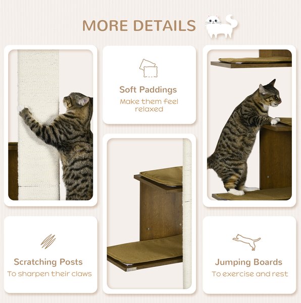 PawHut Modern Wall Mounted Cat Tree with Shelves
