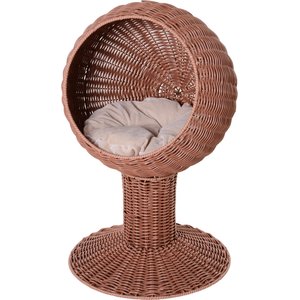 PawHut Natural Mat Grass Woven Cat House, Brown