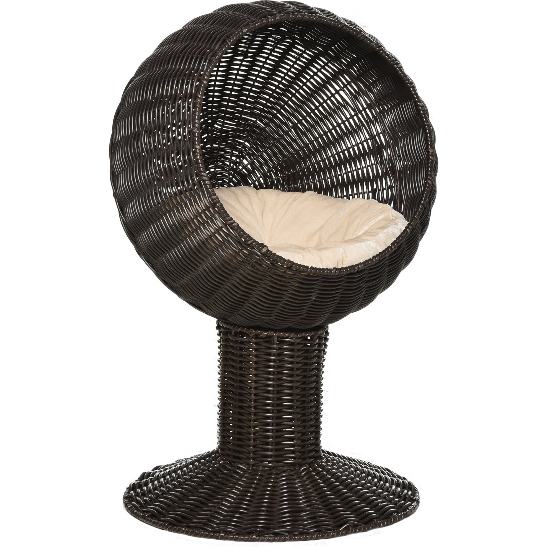 PawHut Natural Mat Grass Woven Cat House, Coffee