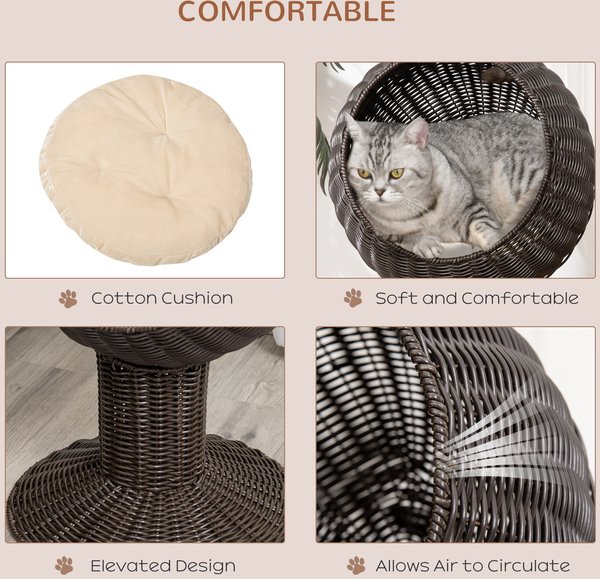 Show full view: PawHut Natural Mat Grass Woven Cat House, Coffee slide 5 of 9