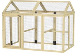 PawHut Nature Wood Chicken Run with Coop & Combinable Design, 1 to 4 Chicken Capacity