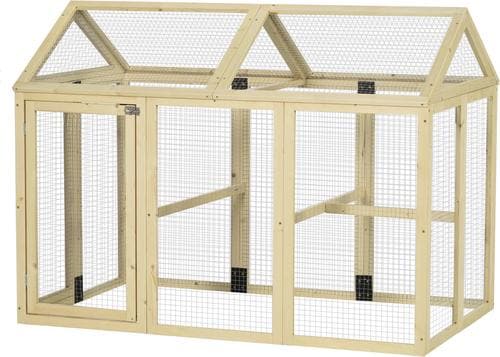 Timber Chicken Run PAWHUT Nature Wood Chicken Run with Coop & Combinable Design, 1 to 4 ...