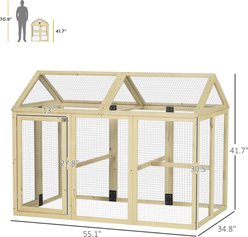 PawHut Nature Wood Chicken Run with Coop & Combinable Design, 1 to 4 Chicken Capacity slide 2 of 9