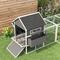 Show in main carousel: PawHut 136-in Elevated Wooden Chicken Coop, 2 Nesting Boxes, Outdoor Run, Lockable Doors, Gray slide 8 of 9