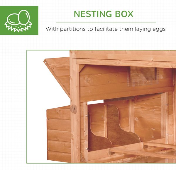 PawHut Nesting Box & Run Yard House Wooden Chicken for 8-10 Chickens Chicken Coop