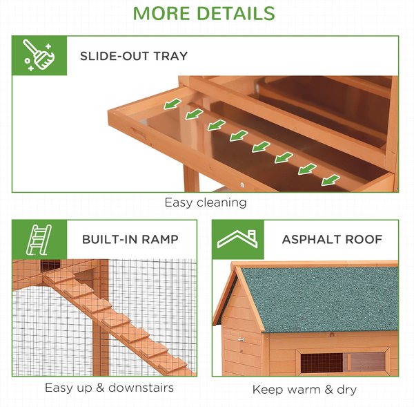 PawHut Nesting Box & Run Yard House Wooden Chicken for 8-10 Chickens Chicken Coop