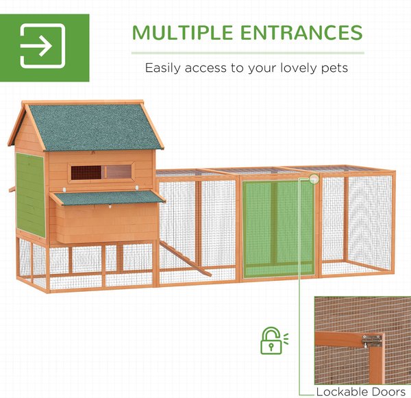 PawHut Nesting Box & Run Yard House Wooden Chicken for 8-10 Chickens Chicken Coop