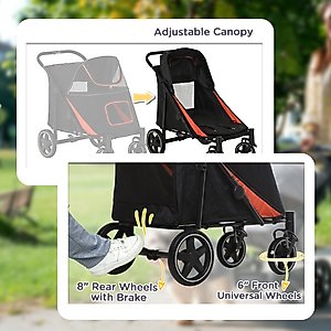 PawHut One-Click Foldable Dog Stroller, Black